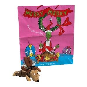 Dayton's Dr Seuss Max Dog Plush 1998 Tan Grinch Reindeer Antler with Gift Bag